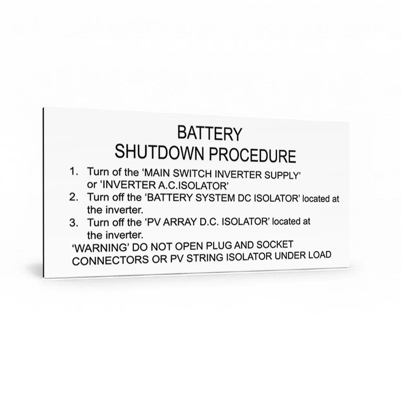 Battery Shutdown Procedure (3 lines + Warning)