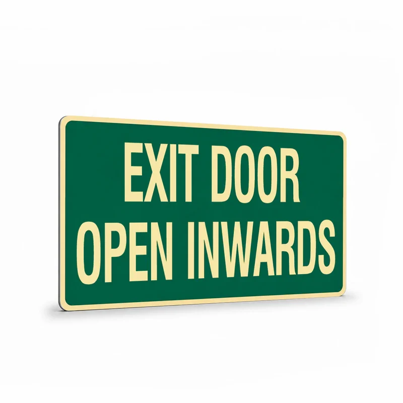 Exit & Evacuation - Exit Door Open Inwards Sign — 450mm x 180mm / Corflute