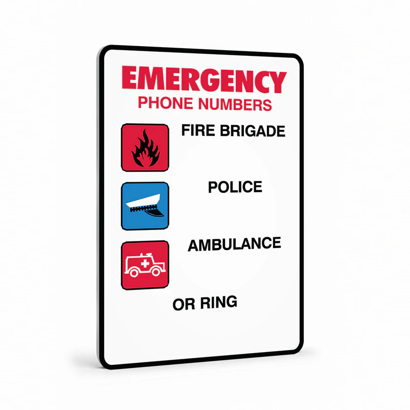 First Aid And Emergency - Emergency Phone Numbers Sign