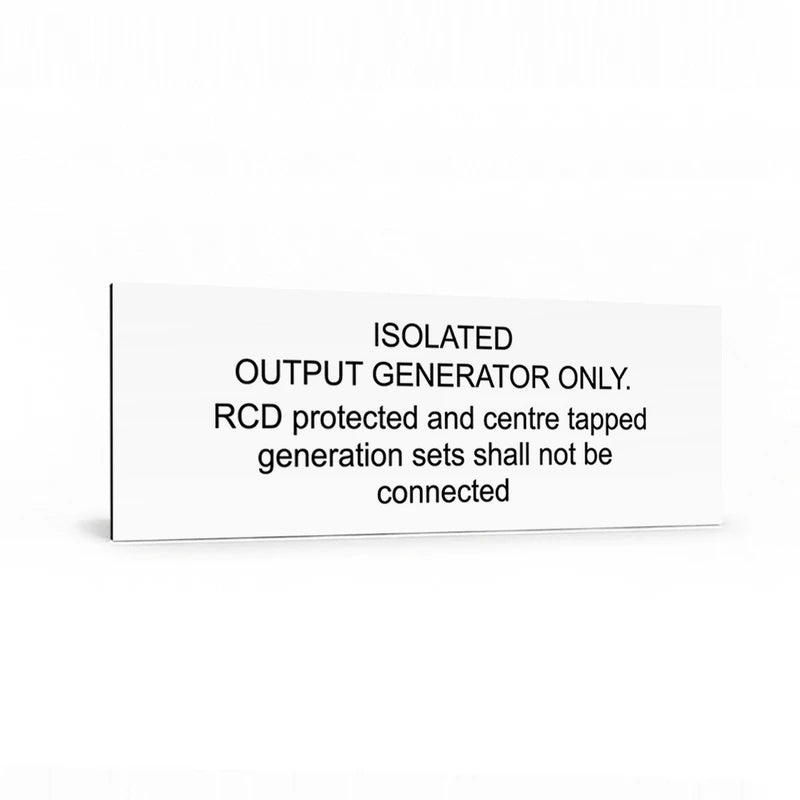 Isolated Output Generator Only RCD protected and centre tapped generation sets shall not be connected