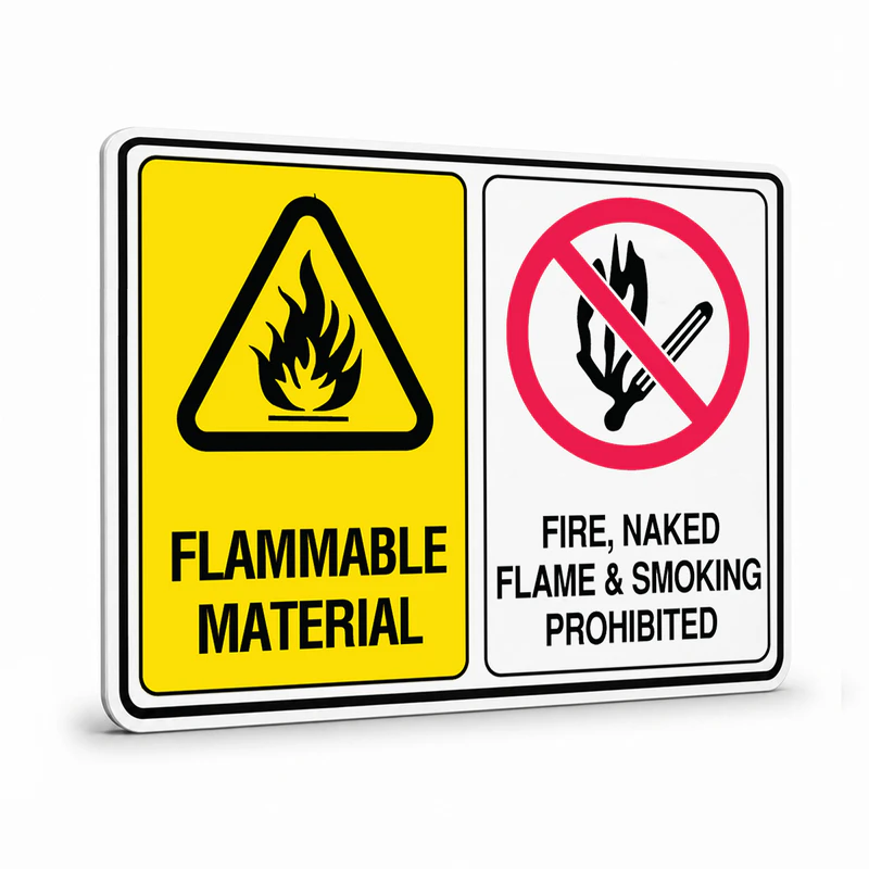 Multi Message - Flammable Material Fire Prohibited Sign