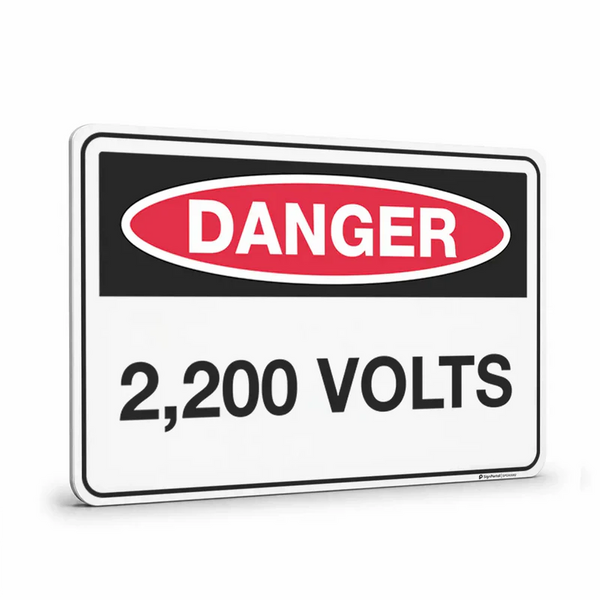 Danger - 2,200 Volts Electrical Hazard Sign