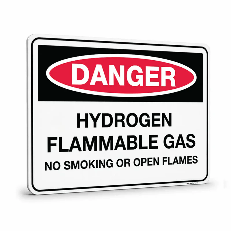 Danger - Hydrogen Flammable Gas No Smoking Or Open Flames Sign