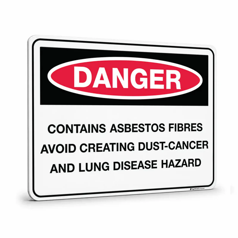 Danger - Contains asbestos fibers - Avoid creating dust - cancer and lung disease hazard Sign