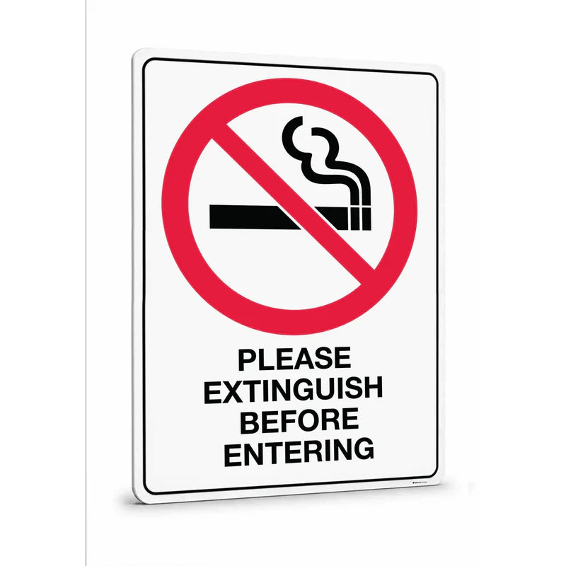 Prohibition - Please Extinguish Before Entering Sign