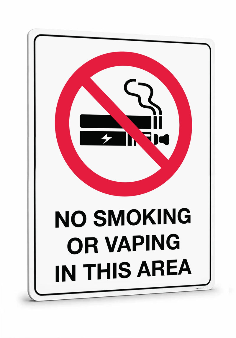 Mandatory & Prohibition Signs - No Smoking Or Vaping In This Area