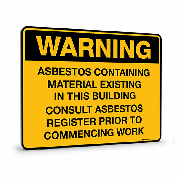 Warning - Asbestos Containing Material Existing in this Building Sign