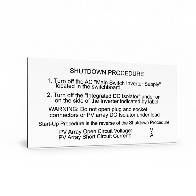 Shutdown Procedure (Integrated DC Isolator V/A)