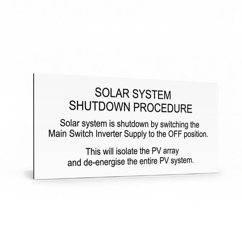 Solar System Shutdown Procedure