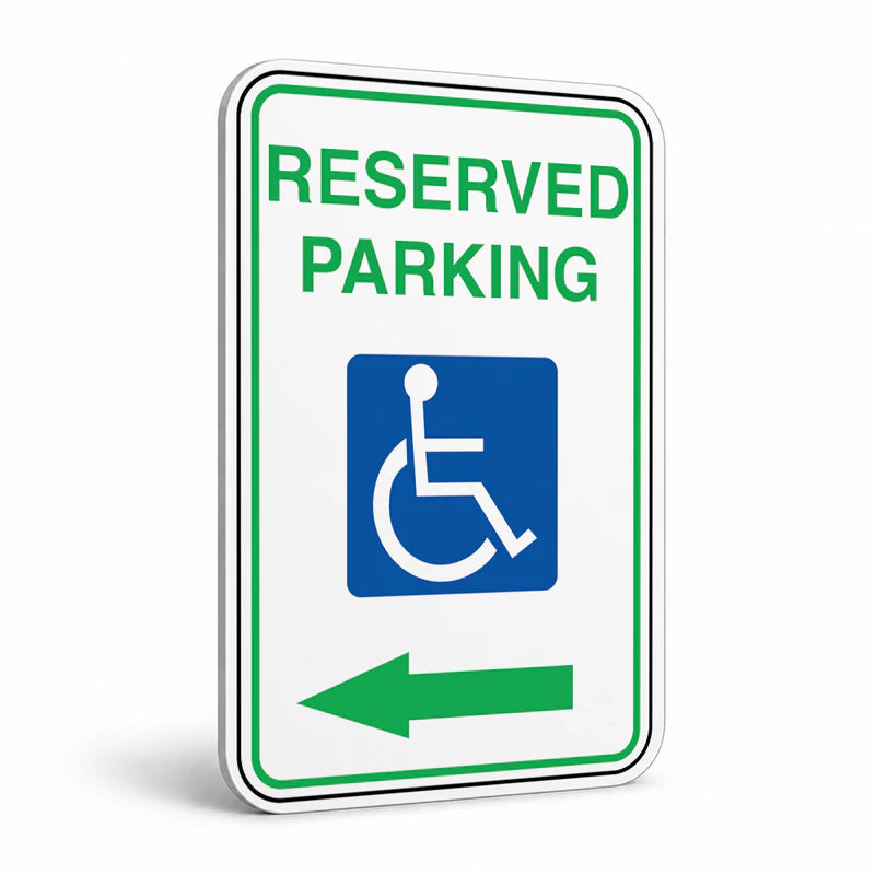 Traffic And Parking - Reserved Parking Wheelchair Symbol Left Arrow Sign