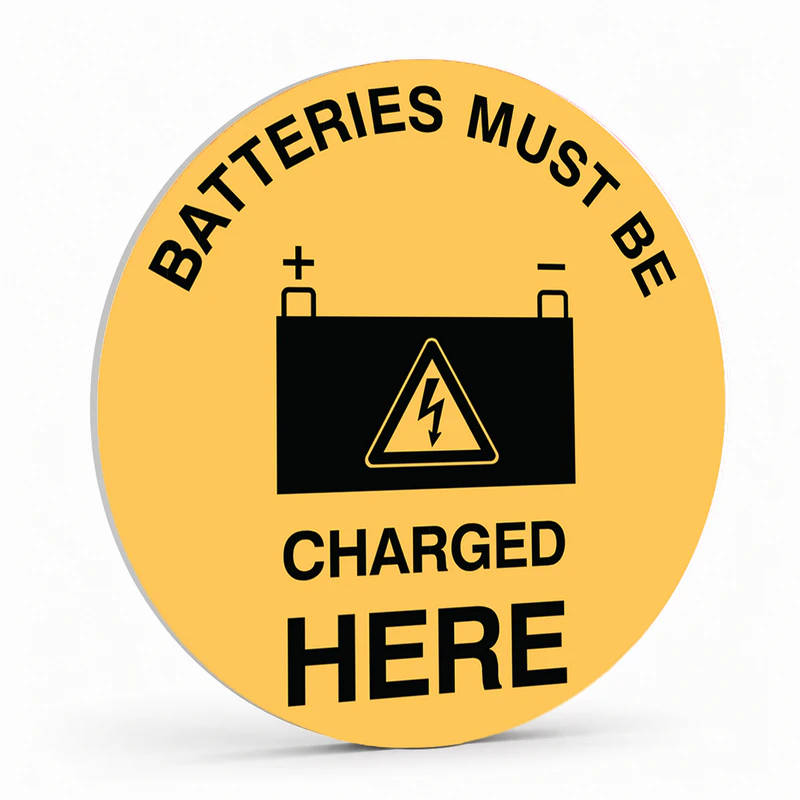 Warehouse And Floor - Batteries Must Be Charged Here Stickers