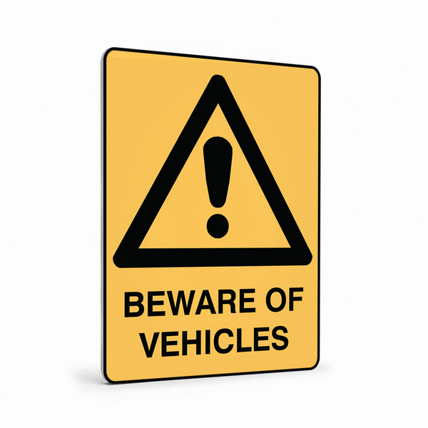 Warning - Beware Of Vehicles Sign