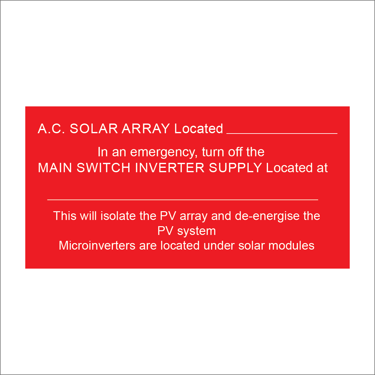 A.C. Solar Array Located