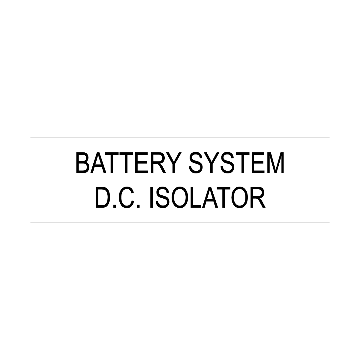 Battery System D.C. Isolator