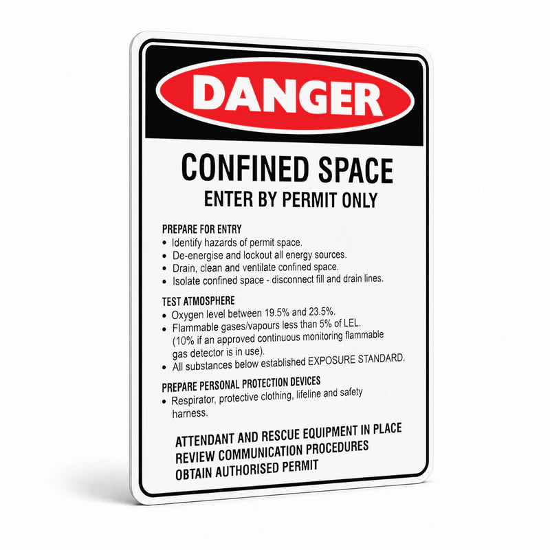 Danger - Confined Space Prepare For Entry Sign