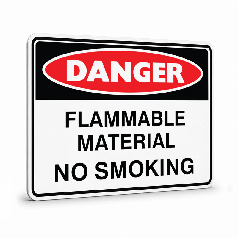Danger - Flammable Material No Smoking Sign