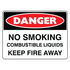 Danger - No Smoking Combustable Liquids Sign