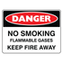 Danger - No Smoking Flammable Gases Sign