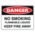 Danger - No Smoking Flammable Liquids Sign