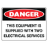 Danger - This Equipment is Supplied Sign