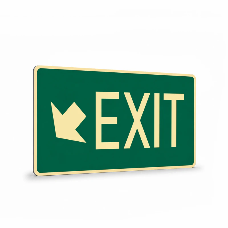 Exit & Evacuation - Exit Diagonal Down Left Arrow Sign
