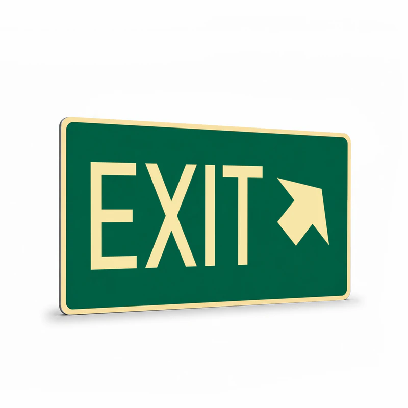 Exit & Evacuation - Exit Diagonal Up Right Arrow Sign