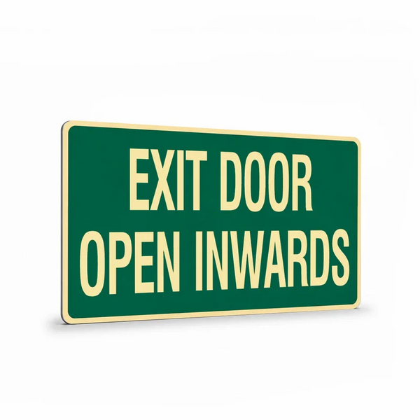 Exit & Evacuation - Exit Door Open Inwards Sign — 450mm x 180mm / Corflute