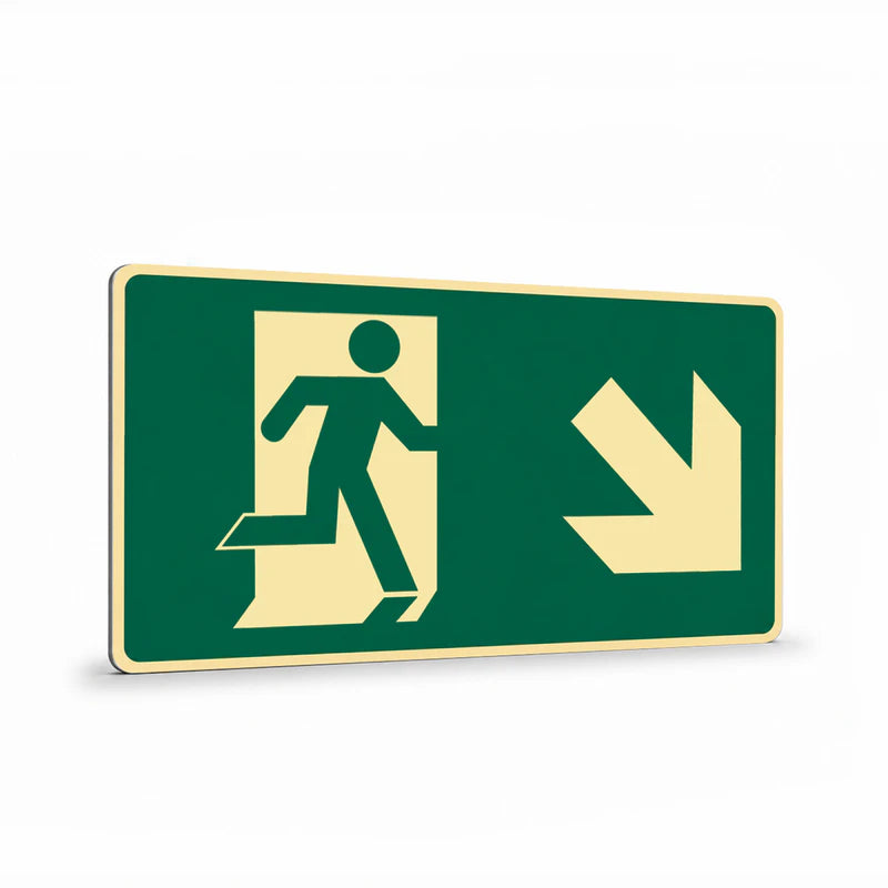 Exit & Evacuation - Exit Symbol Diagonal Right Down Arrow Sign