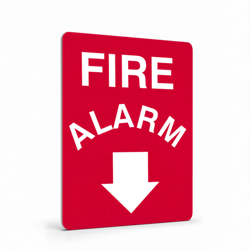 Fire Safety Equipment - Fire Alarm below Sign