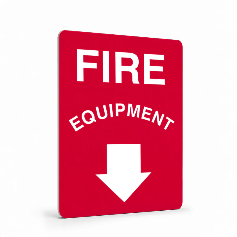 Fire Safety Equipment - Fire Equipment below Sign