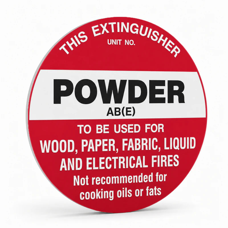 Fire Safety Equipment - This Extinguisher Powder ABE Sign