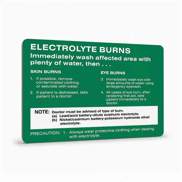 First Aid And Emergency - Electrolyte Burns Sign