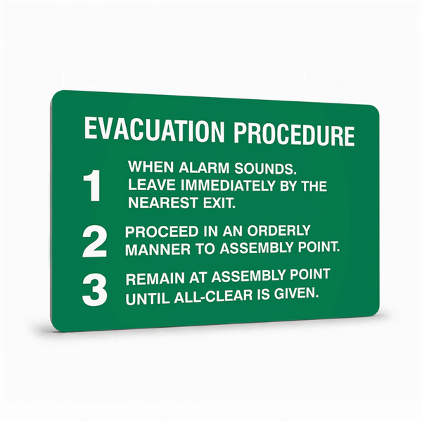 First Aid And Emergency - Evacuation Procedure Sign