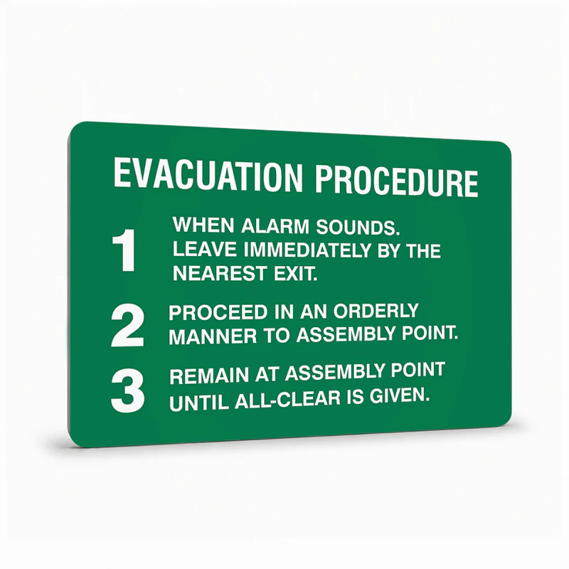 First Aid And Emergency - Evacuation Procedure Sign