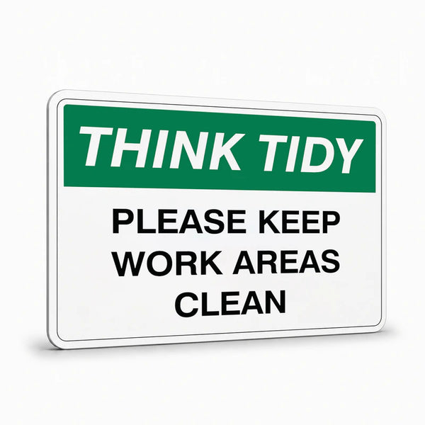 General Information - Think Tidy Please Keep Work Areas Clean Signs