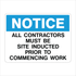General Information - Notice All Contractors Signs