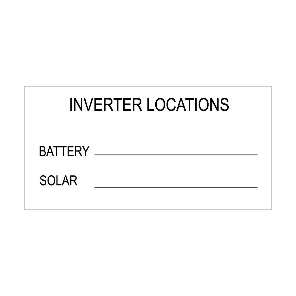 Inverter Locations Battery / Solar