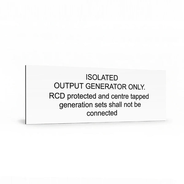 Isolated Output Generator Only RCD protected and centre tapped generation sets shall not be connected