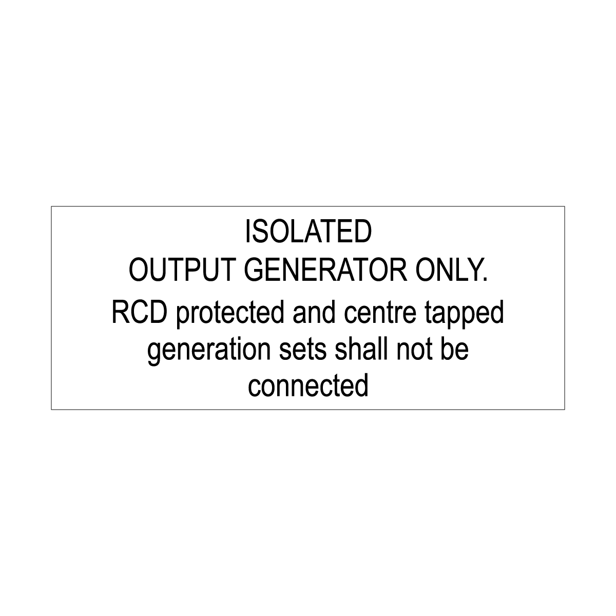 Isolated Output Generator Only RCD protected and centre tapped generat ...