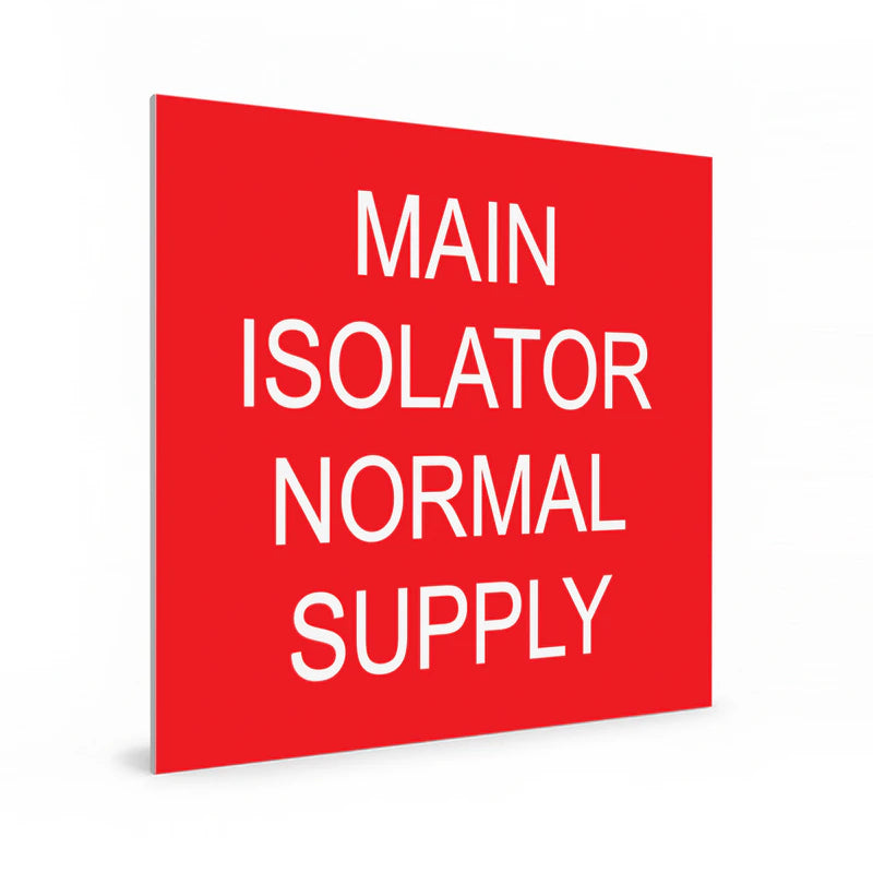 Main Isolator Normal Supply - Red with White writing