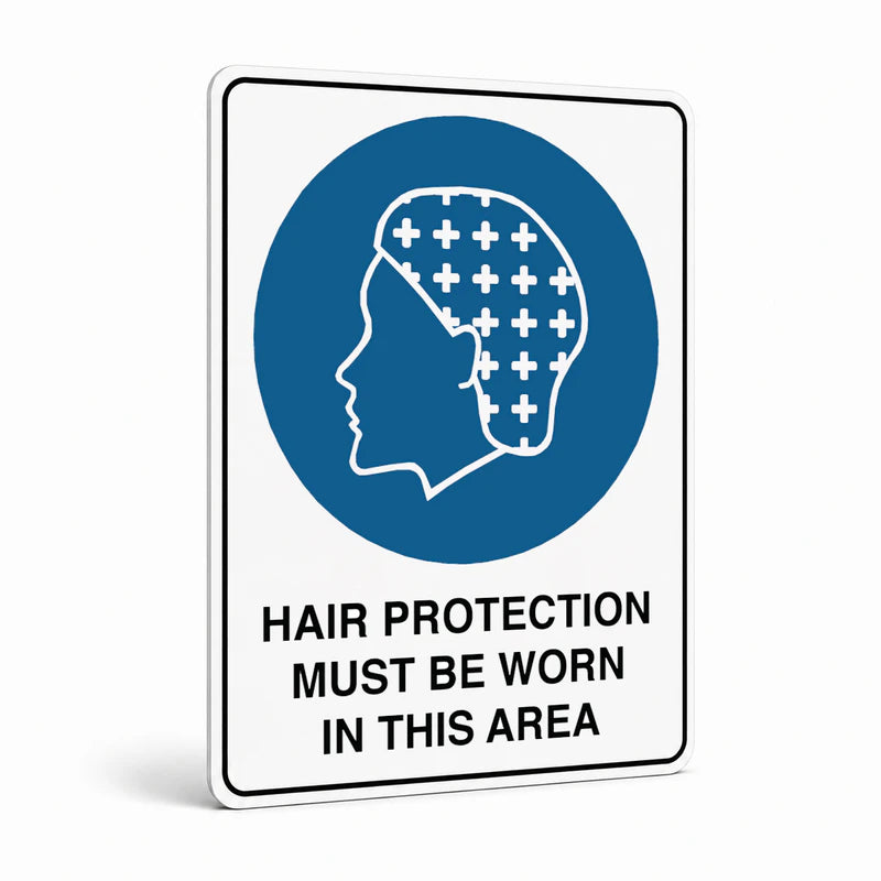 Mandatory - Hair Protection Must Be Worn Sign
