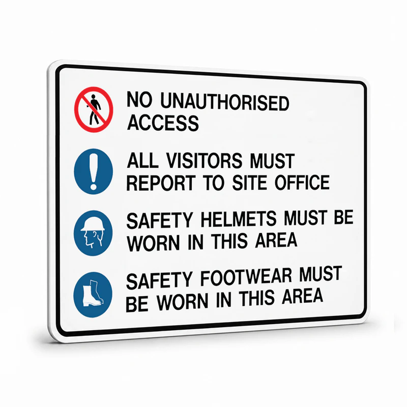 Mandatory Multiple Condition - No Unauthorised Safety Helmets Sign
