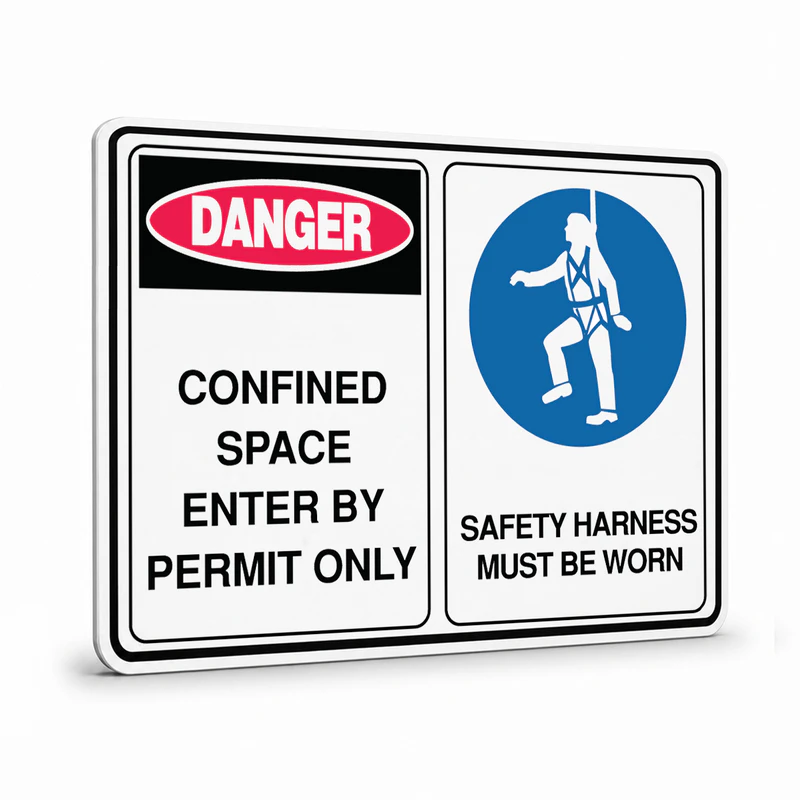 Multi Message - Confined Space Saftey Harness Sign