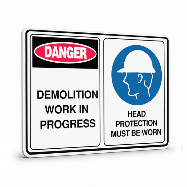 Multi Message - Demolition Work Head Protection Sign
