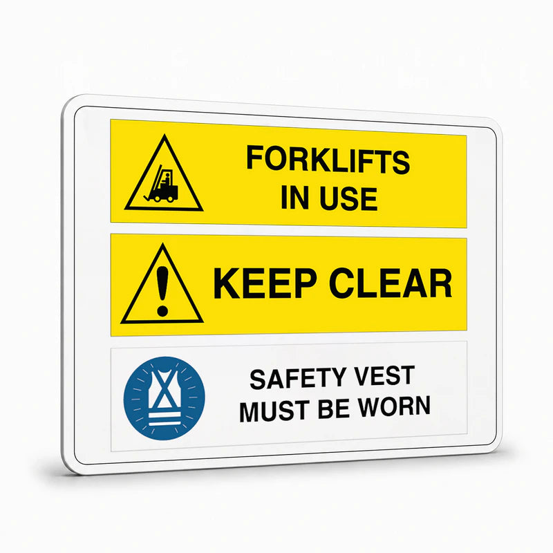 Multi Message - Forklifts In Use Keep Clear Sign