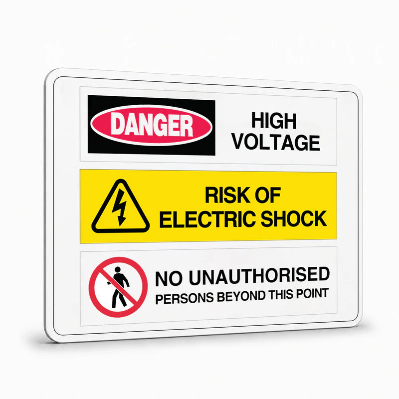 Multi Message - High Voltage Risk Of Shock Sign