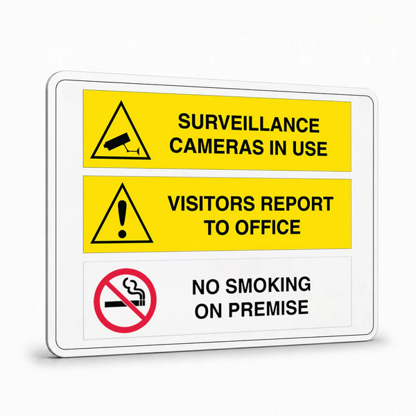 Multi Message - Surveillance Cameras Visitors Report Sign