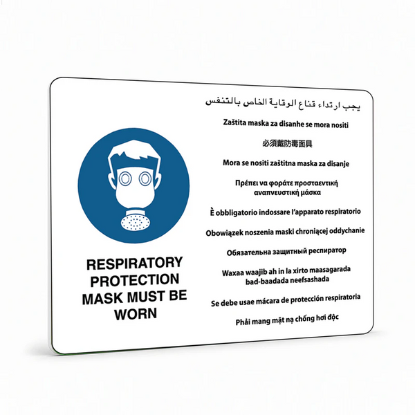 Multilingual - Respiratory Protection Must Be Worn Sign