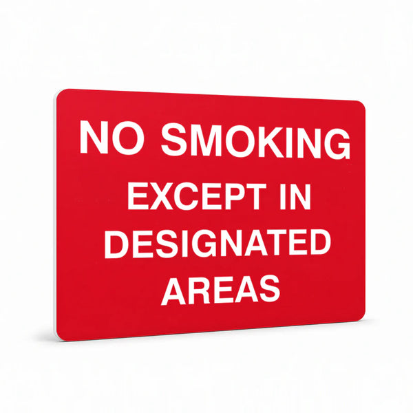 Prohibition General - No Smoking Except In Designated Areas Sign