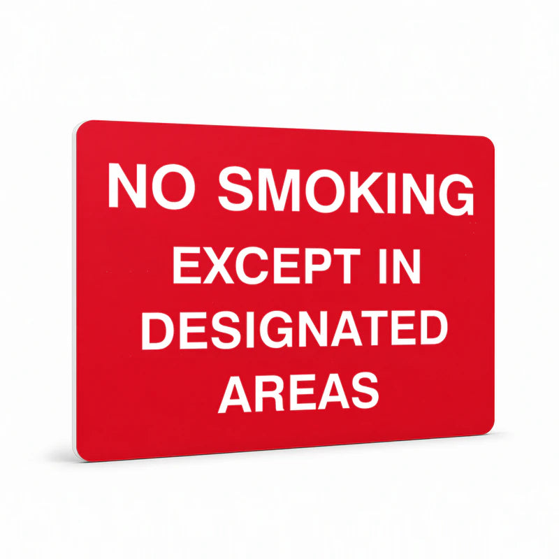 Prohibition General - No Smoking Except In Designated Areas Sign